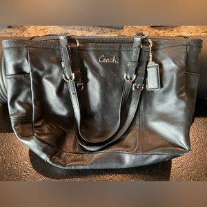 Coach black leather handbag.